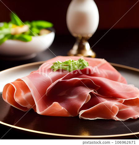 Italian prosciutto crudo or spanish jamon. Jerked meat serrano ham tasty 106962671
