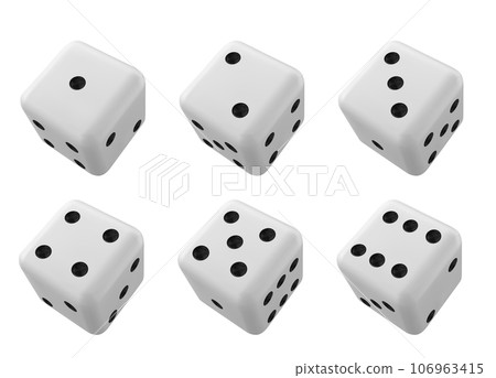 Playing dice 3d - realistic vector white cube 106963415