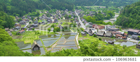 Gifu Prefecture, Shirakawa-go Gassho-style Village, View from the Castle Ruins Observatory, World Heritage Site Gifu Prefecture, Shirakawa-go Gassho-style Village, View from the Castle Ruins Observatory, World Heritage Site 106963681