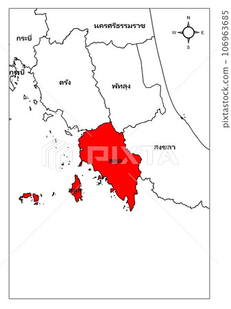 Satun map province south Thailand asia 106963685