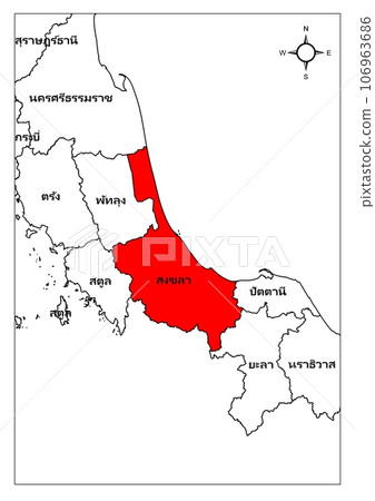 Songkhla map province south Thailand asia 106963686