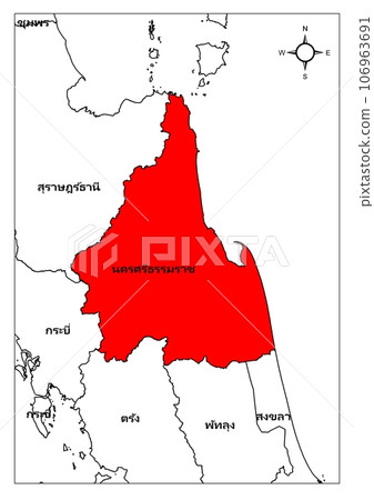 Nakhon Si Thammarat map province south Thailand asia Nakhon Si Thammarat map province south Thailand asia 106963691