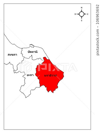Narathiwat map province south Thailand asia 106963692