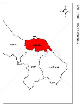 Pattani map province south Thailand asia Pattani map province south Thailand asia 106963693