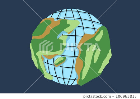 Set of Earth globes on a blue planet background  106963813