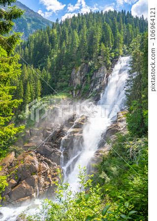 Krimml Waterfalls on sunny summer day. High Tauern National Park, Austrian Alps, Austria Krimml Waterfalls on sunny summer day. High Tauern National Park, Austrian Alps, Austria 106964121