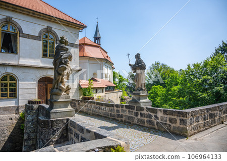 Old medieval castle Valdstejn with The Chapel of the Saint John of Nepomuk in the heart of Bohemian Paradise, Czech Republic Old medieval castle Valdstejn with The Chapel of the Saint John of Nepomuk in the heart of Bohemian Paradise, Czech Republic 106964133
