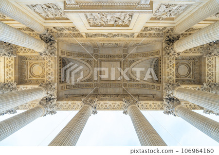 Detailed view of massive ancient columns of Pantheon in Paris, France Detailed view of massive ancient columns of Pantheon in Paris, France 106964160