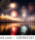 水面倒映的煙花插畫 106964183