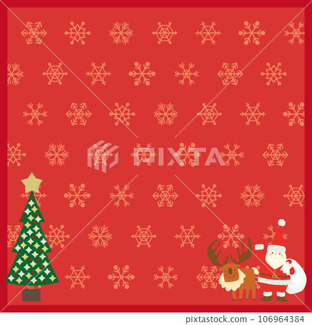聖誕節背景的矢量圖解與聖誕老人、馴鹿和聖誕樹 106964384