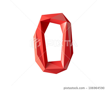 Digit made of low poly red material 106964590