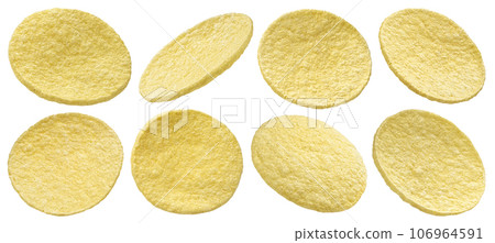 Puffed corn cakes isolated on white background Puffed corn cakes isolated on white background 106964591