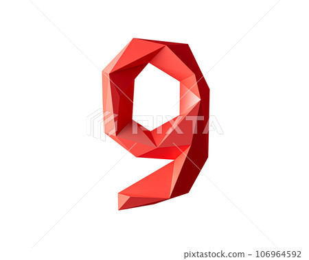 Digit made of low poly red material 106964592