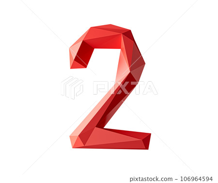 Digit made of low poly red material Digit made of low poly red material 106964594