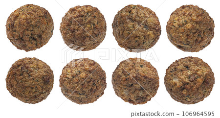 Falafel balls isolated on white background, full depth of field Falafel balls isolated on white background, full depth of field 106964595
