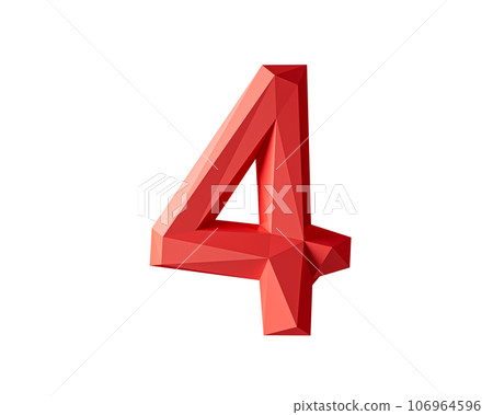 Digit made of low poly red material Digit made of low poly red material 106964596