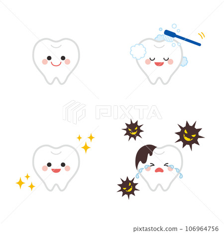 Simple and cute tooth character illustration set variation white background vector Simple and cute tooth character illustration set variation white background vector 106964756