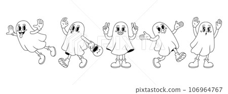 Groovy retro cartoon ghosts 106964767