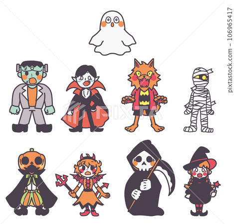 Illustration set of various monsters inspired by Halloween (surprise) Illustration set of various monsters inspired by Halloween (surprise) 106965417