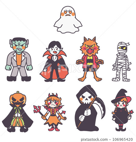 Illustration set of various monsters inspired by Halloween (angry) Illustration set of various monsters inspired by Halloween (angry) 106965420