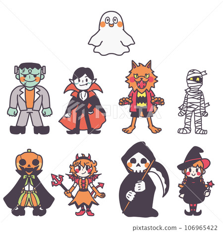 Illustration set of various monsters inspired by Halloween (smile 1) 106965422
