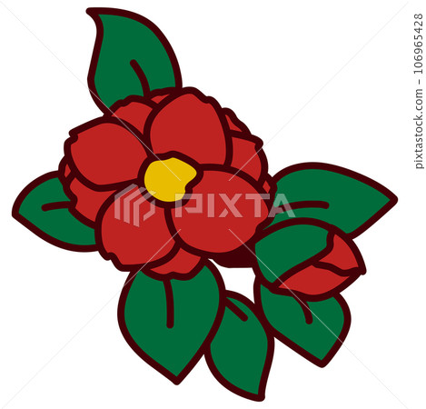 Color illustration of a simple deformed camellia 106965428