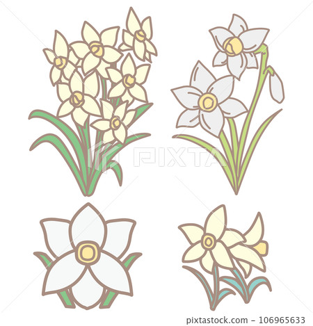 Color illustration set of simple deformed daffodils 106965633