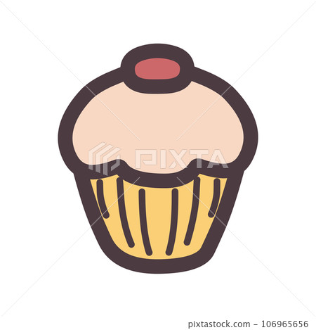 Color illustration of a simple deformed cupcake Color illustration of a simple deformed cupcake 106965656