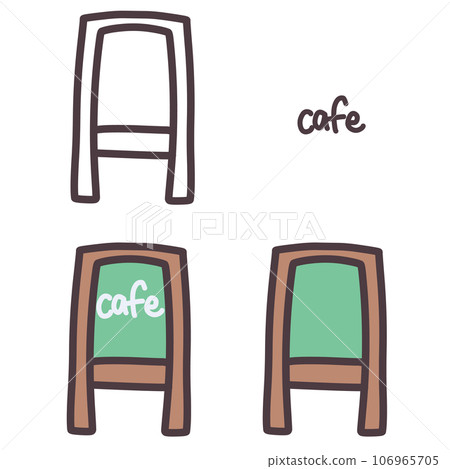 A set of signboard illustrations and cafe letters A set of signboard illustrations and cafe letters 106965705