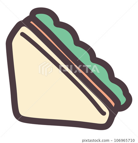 一個簡單的三明治配蔬菜等的插圖。 106965710