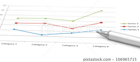 Sales chart with a silver ballpoint 106965715
