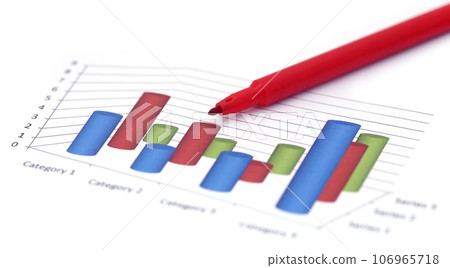 Sales chart with a red signature pen Sales chart with a red signature pen 106965718