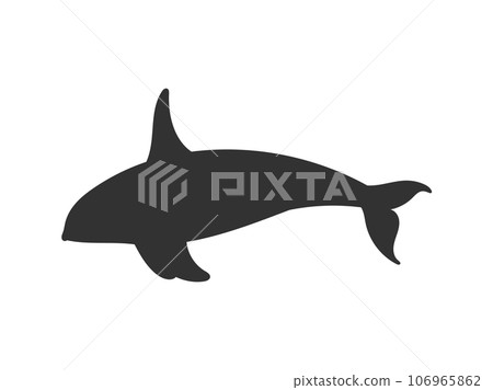 Orca or killer whale black silhouette icon, flat vector illustration isolated on white background. 106965862