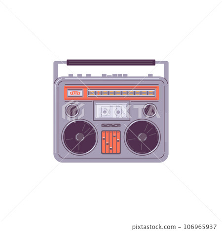 Retro tape recorder, flat vector illustration isolated on white background. Retro tape recorder, flat vector illustration isolated on white background. 106965937