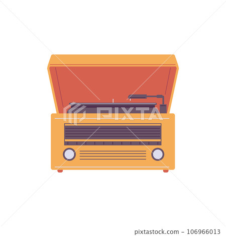 Retro music turntable and recorder for vinyl LP, vector illustration isolated. 106966013