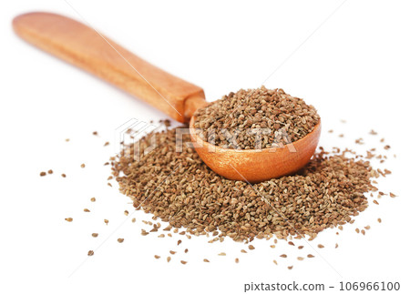 Ajwain seeds in a wooden spoon 106966100