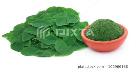 Edible moringa leaves with ground paste 106966188
