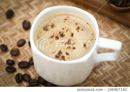 Coffee with roasted beans Coffee with roasted beans 106967192