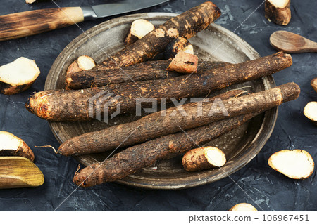 Raw salsify in herbal medicine, salsify roots. 106967451