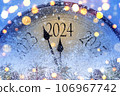 Countdown to midnight. Retro style clock counting last moments before Christmas or New Year 2024 106967742