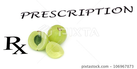 Amla fruits in a prescription Amla fruits in a prescription 106967873