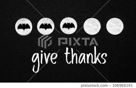 Black Halloween Background With Text Give Thanks 106968191