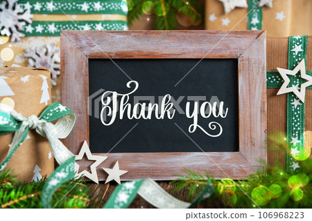 Text Thank You, With Sustainable Christmas Decoration 106968223