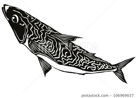 鯖魚簡單的黑白剪紙 鯖魚簡單的黑白剪紙 106969037
