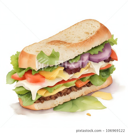 水彩_食物_BLT三明治_002 水彩_食物_BLT三明治_002 106969122