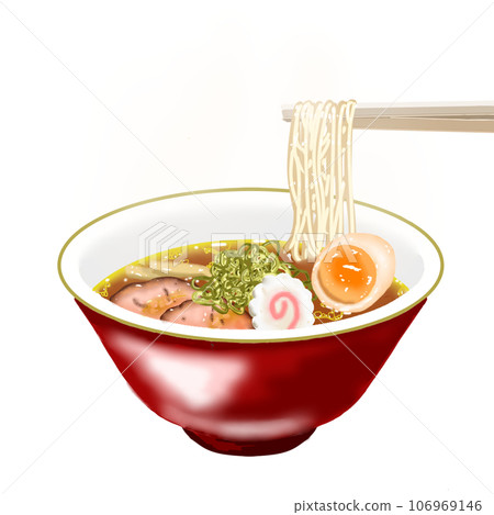 叉燒面配上美味的雞蛋味 叉燒面配上美味的雞蛋味 106969146