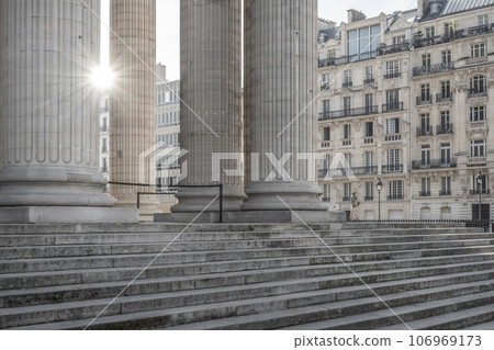 Main staircase and massive ancient columns of Pantheon in Paris, France 106969173