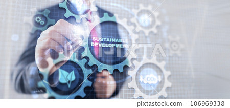 Sustainable development renewable energy and natural resources connected gears Sustainable development renewable energy and natural resources connected gears 106969338