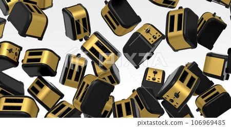Many of flying toaster for making toast bread on a white background. Many of flying toaster for making toast bread on a white background. 106969485