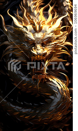 Hand drawn beautiful metallic Chinese dragon illustration 106969694